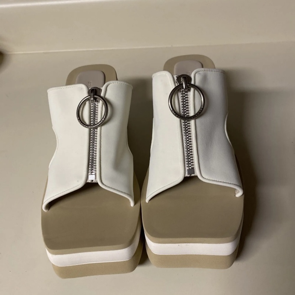 Stella Mccartney Scuba Platform Sandal Women's Ivory Beige Wedge Size 40